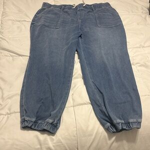 Casual Blue Denim Jogger Pants